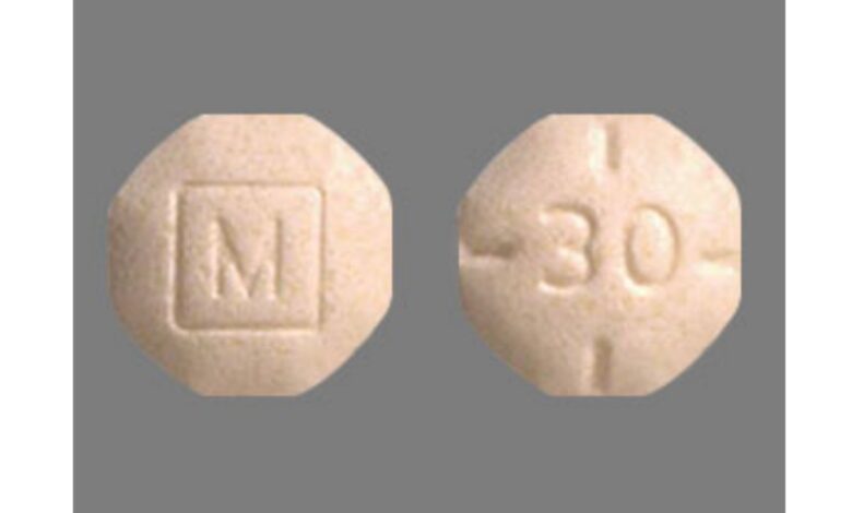 Eight-Sided White M30 pill