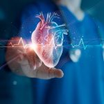 Cardiologist doctor examine patient heart functions and blood vessel on virtual interface. Medical technology and healthcare treatment to diagnose heart disorder and disease of cardiovascular system.